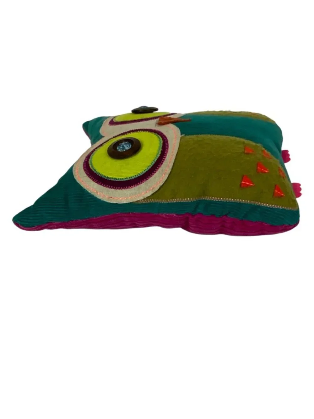 Owl-Shaped Decorative Throw Pillow With Embroidered 